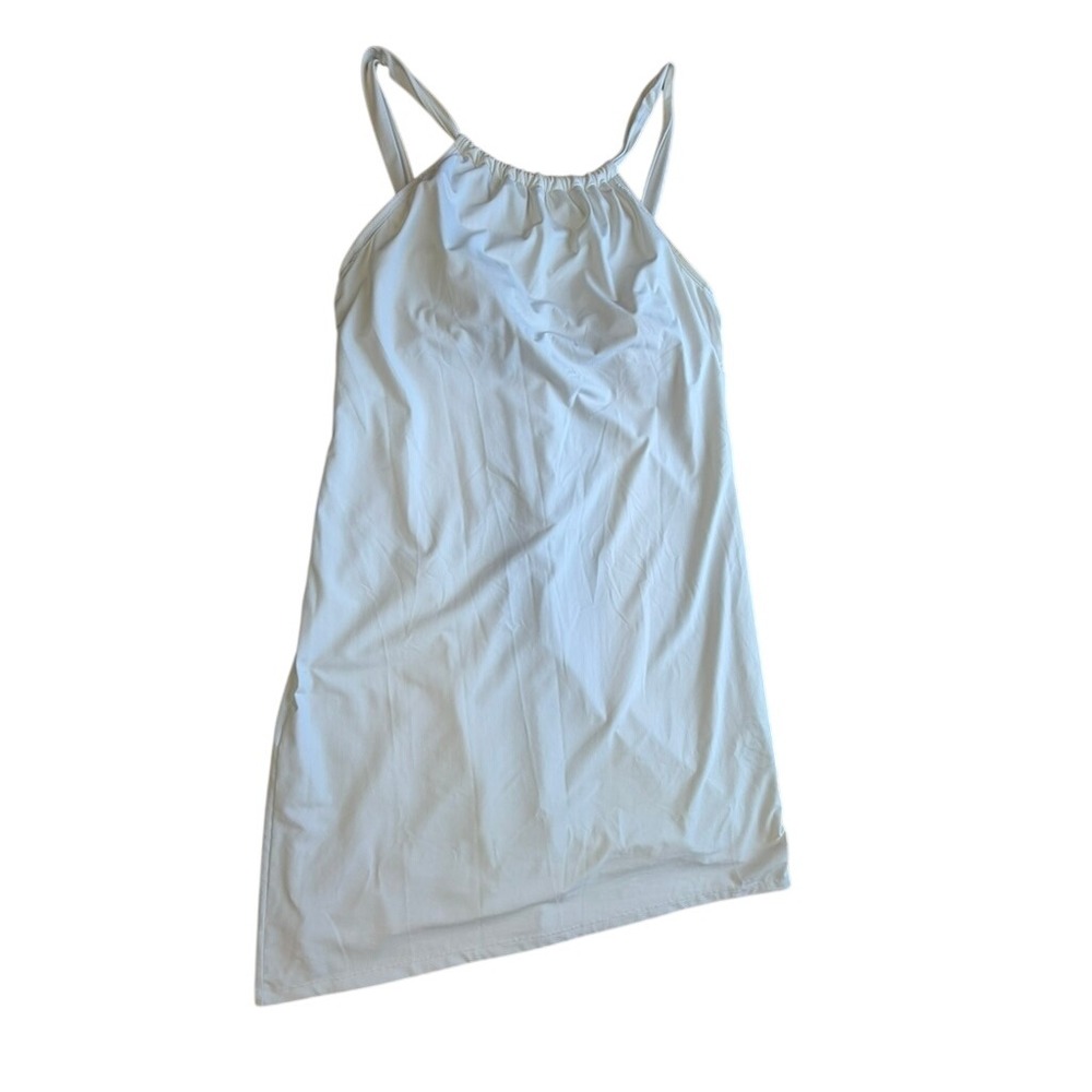 "Athleta" White Halter Swim Dress Built-in Bra Brief L Minimalist‎ Bride Wedding